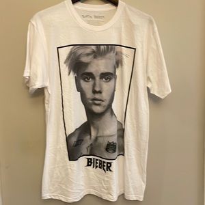 Justin Bieber Headshot Sorry Concert white T-shirt/size L/NWOT